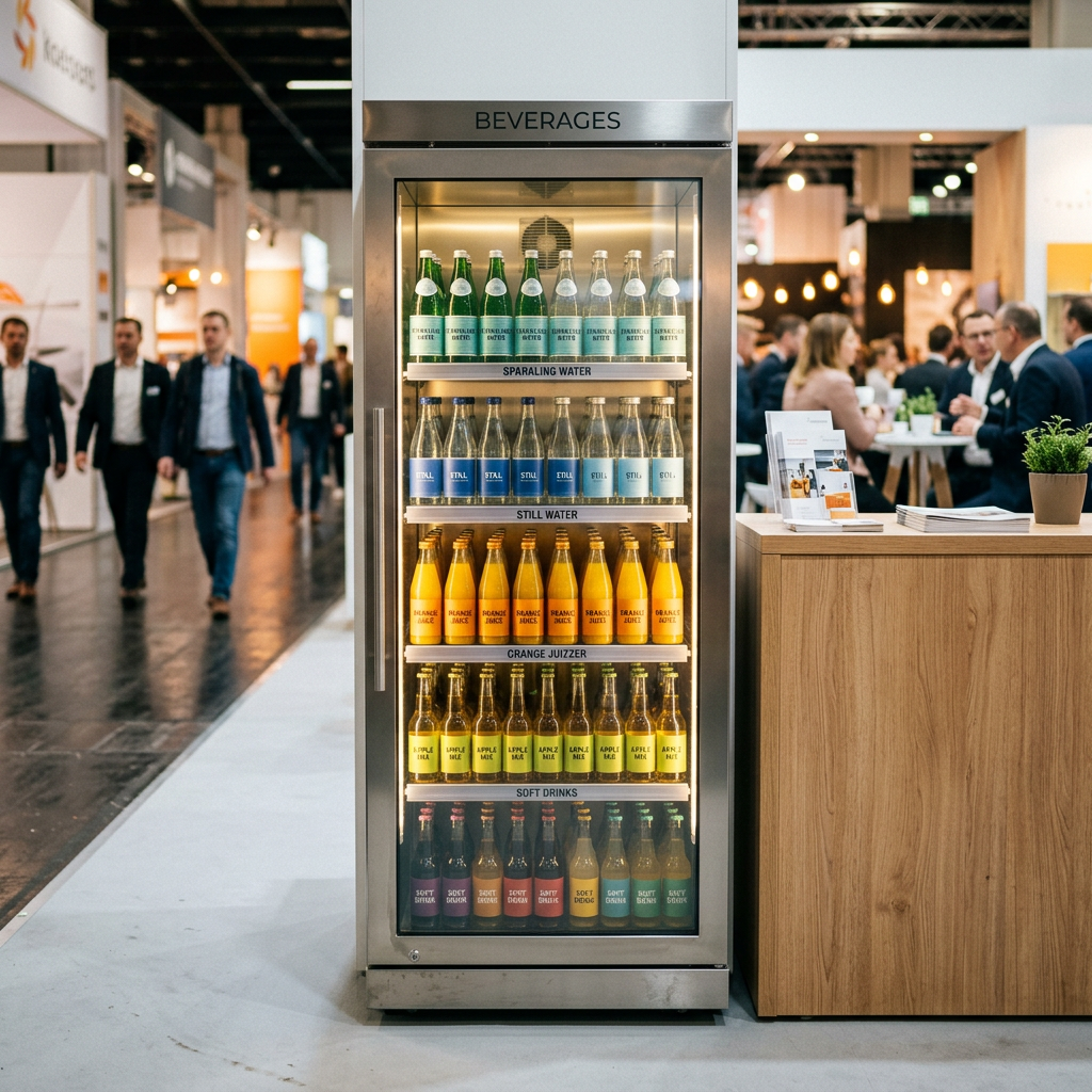 Getränke 0,33 l Flaschen auf Palette für die Messe Köln